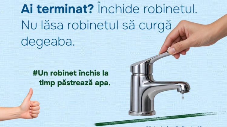 „Ai terminat? Închide robinetul”. Ministerul Mediului a calculat câtă apă păstrăm, dacă facem duș cu 5 minute mai puțin