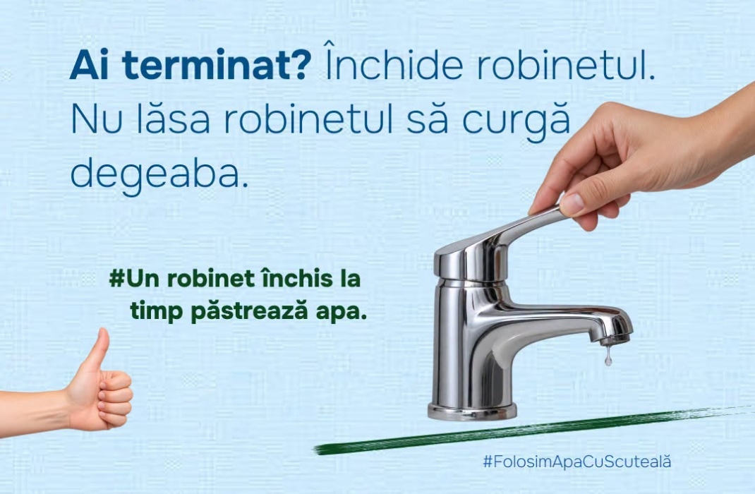 „Ai terminat? Închide robinetul”. Ministerul Mediului a calculat câtă apă păstrăm, dacă facem duș cu 5 minute mai puțin
