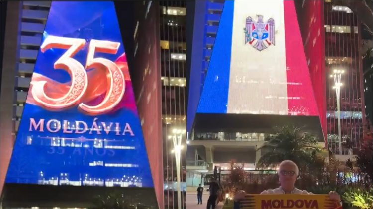 35 de ani de Independență, marcați spectaculos în Brazilia: Drapelul Moldovei, afișat pe clădirile din São Paulo