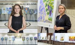 FOTO Departe de casă, dar aproape prin artă: Două moldovence își expun lucrările la Parlament