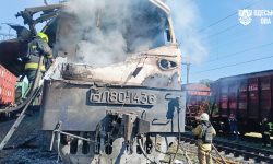 VIDEO Atac cu drone asupra unui tren la Odesa! Mecanicul și asistentul său au murit salvând pasagerii