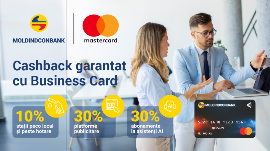 Până la 30% cashback pentru antreprenori: Mastercard Business de la Moldindconbank oferă noi avantaje