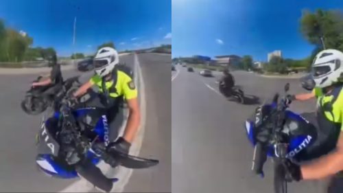 VIDEO Un motociclist urmărit de polițiști a făcut accident. Are un istoric bogat de abateri