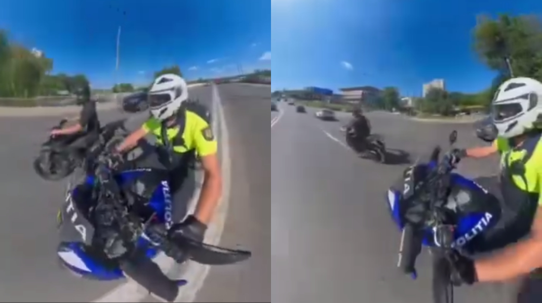 VIDEO Un motociclist urmărit de polițiști a făcut accident. Are un istoric bogat de abateri
