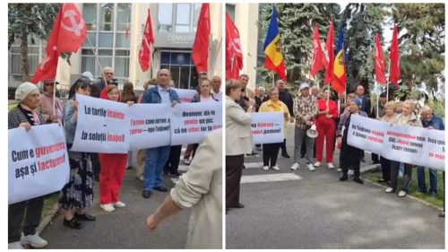 VIDEO „Cum e guvernarea, așa și facturarea”: Comuniștii au ieșit la protest în fața Guvernului