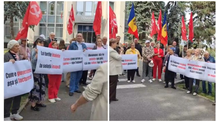 VIDEO „Cum e guvernarea, așa și facturarea”: Comuniștii au ieșit la protest în fața Guvernului