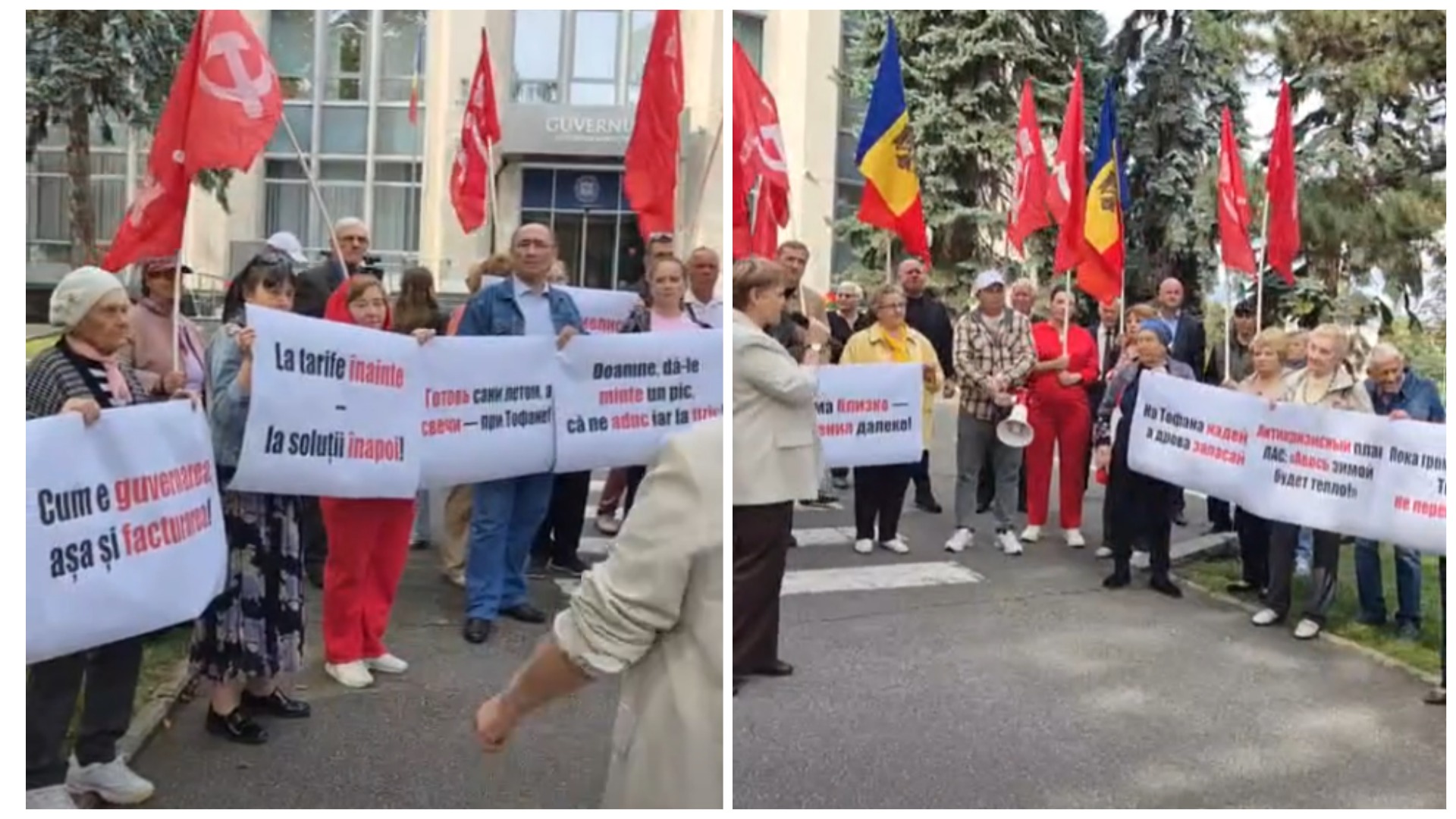 VIDEO „Cum e guvernarea, așa și facturarea”: Comuniștii au ieșit la protest în fața Guvernului