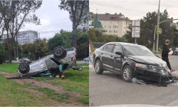 Accident în apropierea unui supermarket din Bălți: Unul dintre șoferi ar fi ignorat culoarea roșie a semaforului
