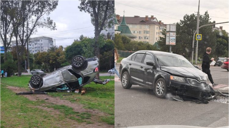 Accident în apropierea unui supermarket din Bălți: Unul dintre șoferi ar fi ignorat culoarea roșie a semaforului