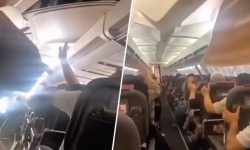 VIDEO Momente de groază într-un avion: Tavanul cabinei s-a desprins și a căzut peste pasageri