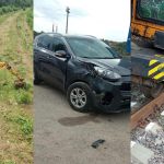 Accident la trecerea de cale ferată din Bulboaca. Un automobil s-a ciocnit cu un utilaj
