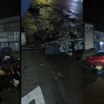 VIDEO Fuga de polițiști s-a încheiat într-un pilon: Un vitezoman cu multiple încălcări, prins de polițiști