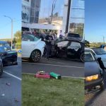 VIDEO Cinci mașini, implicate într-un accident pe strada Albișoara. O pasageră a fost transportată la spital
