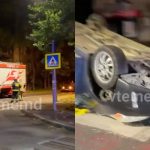 VIDEO Accident violent la intersecția străzilor Vasile Lupu și Eugen Coca: O mașină s-a răsturnat