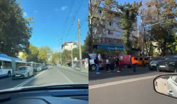 VIDEO Haos pe strada Ion Creangă! Troleibuzele sunt blocate din cauza unui accident