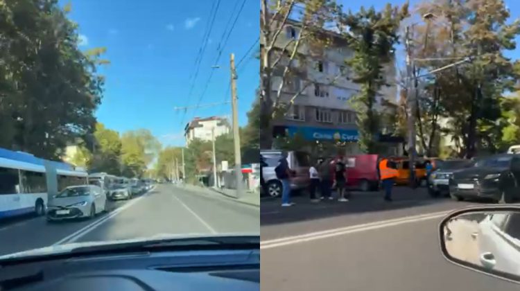 VIDEO Haos pe strada Ion Creangă! Troleibuzele sunt blocate din cauza unui accident