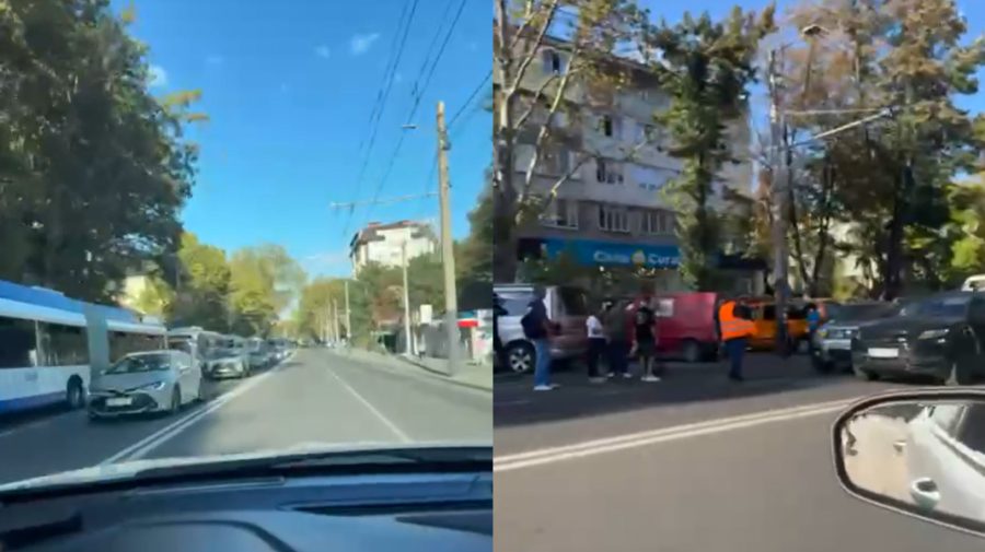 VIDEO Haos pe strada Ion Creangă! Troleibuzele sunt blocate din cauza unui accident