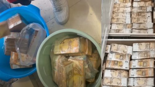„Comoară” de 3,2 milioane de euro, descoperită într-un apartament. Polițiștii au scos banii cu gălețile