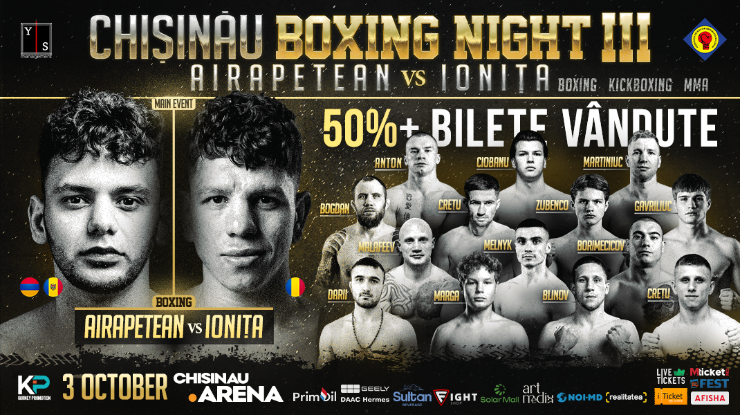 Peste jumătate dintre biletele pentru Chișinău Boxing Night 3 au fost deja vândute