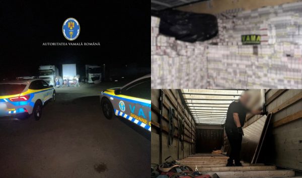 Descoperire în Ilfov: Podelele a două camioane, ticsite cu țigări cu timbru de acciză al Republicii Moldova
