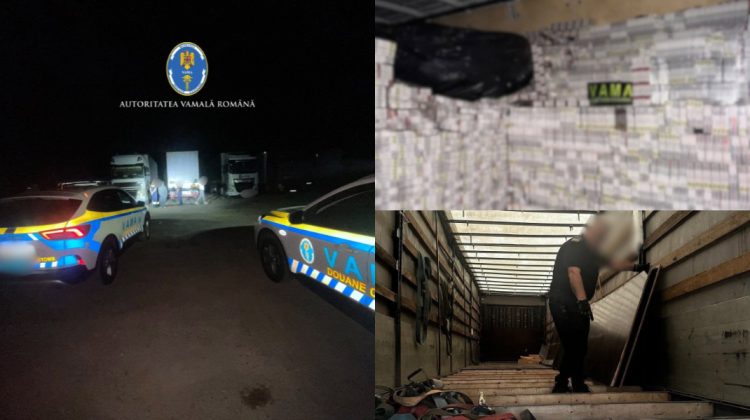 Descoperire în Ilfov: Podelele a două camioane, ticsite cu țigări cu timbru de acciză al Republicii Moldova