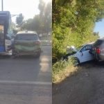Accident în apropiere de aeroportul din Chișinău. Cel puțin trei mașini și un autobuz sunt implicate