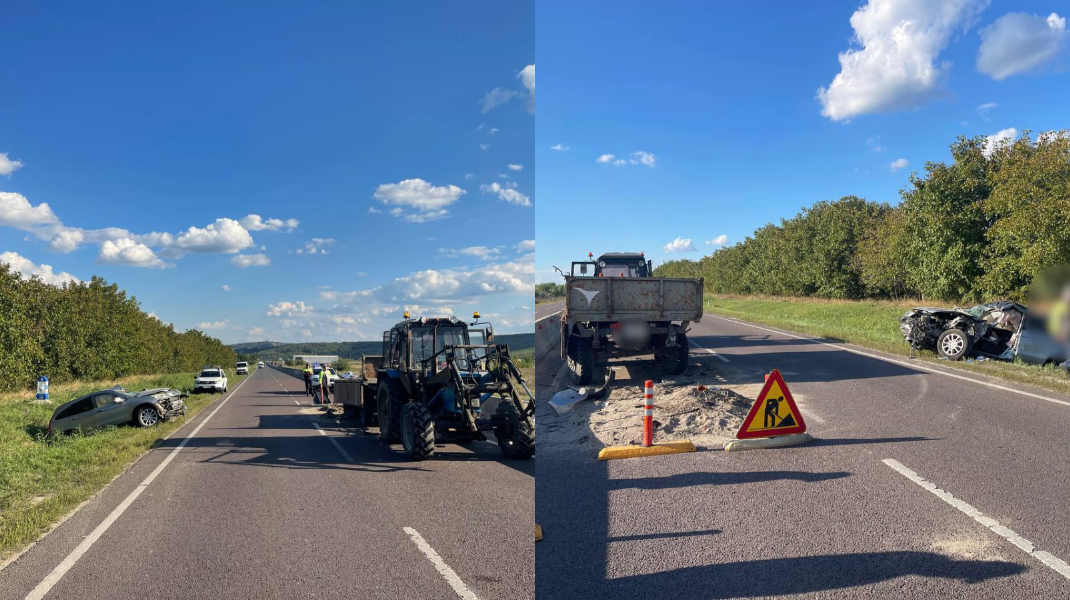 Accident la Cojușna: șoferul unei Honda, transportat la spital cu traumatisme