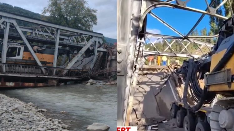 VIDEO Un pod din România s-a prăbușit. Traficul a fost deviat