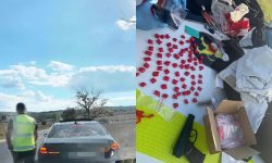 VIDEO Fără permis și cu droguri în rucsac: Un tânăr, stopat pe traseul M5