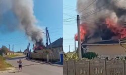 VIDEO Incendiu puternic la Costești! Arde acoperișul unei case