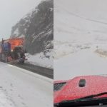 VIDEO Ninsoare abundentă pe Transfăgărășan: S-a intervenit cu 5 tone de sare pentru deszăpezire