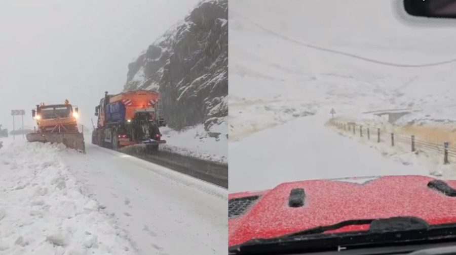 VIDEO Ninsoare abundentă pe Transfăgărășan: S-a intervenit cu 5 tone de sare pentru deszăpezire