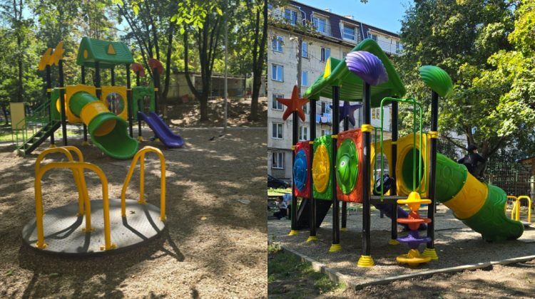 Două terenuri de joacă pentru copii, amenajate în sectorul Buiucani