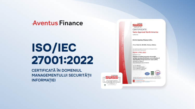 Aventus Finance a obținut certificarea internațională pentru managementul securității informației