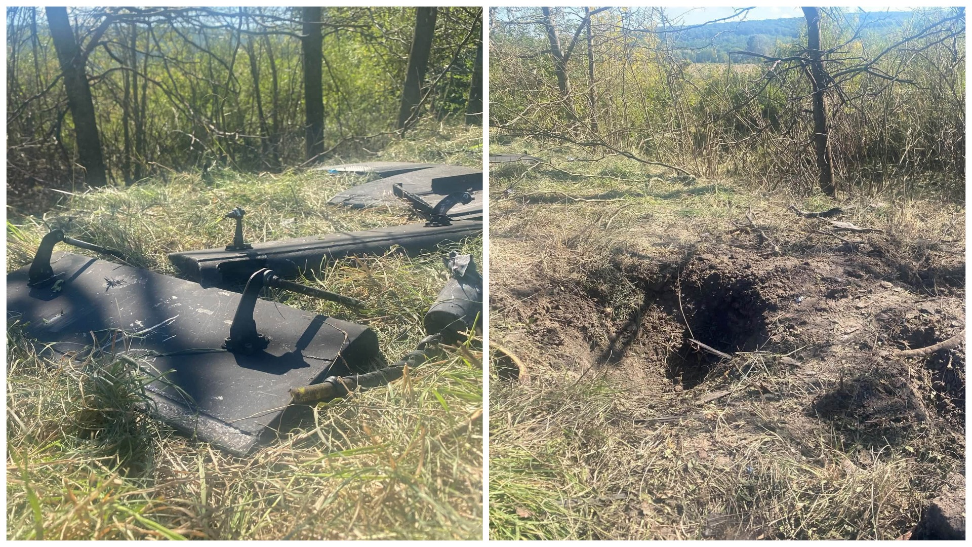 FOTO Resturile dronei căzute lângă Brănești-Ivancea, lăsate la fața locului? Ce reclamă angajații Parcul Național Orhei