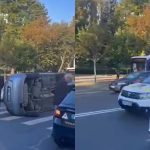 VIDEO Accident în apropierea Președinției. Patru mașini s-au ciocnit, iar una s-a răsturnat