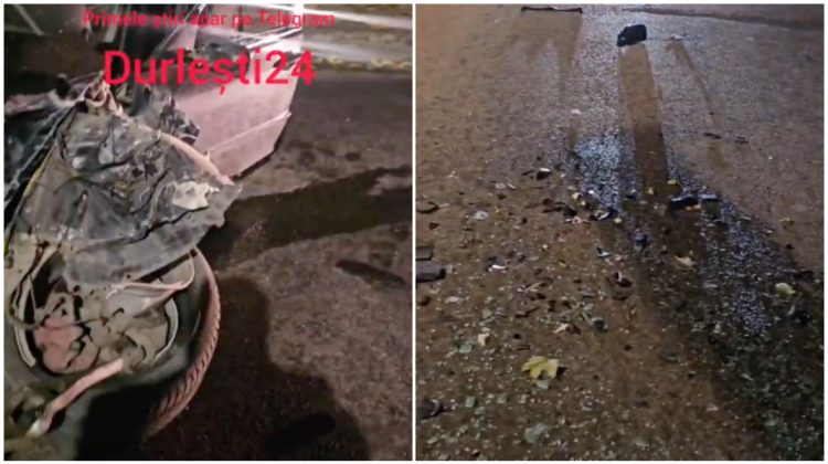 VIDEO Accident violent în apropierea Primăriei din Durlești. Mai multe automobile, avariate