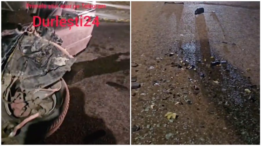 VIDEO Accident violent în apropierea Primăriei din Durlești. Mai multe automobile, avariate