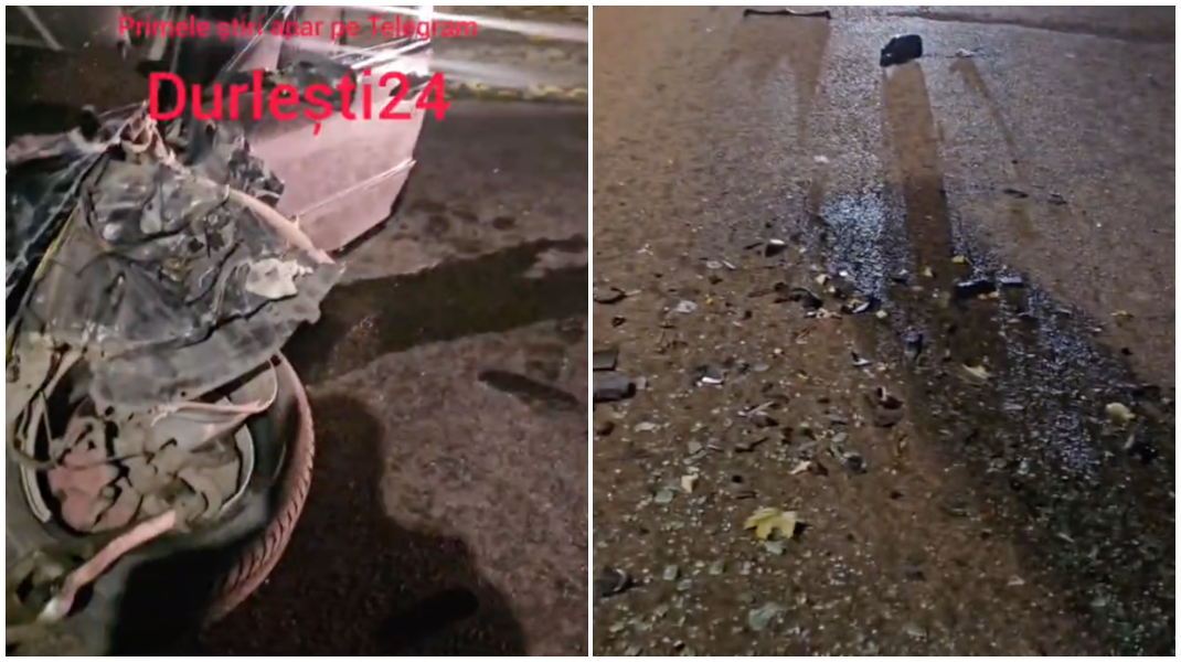 VIDEO Accident violent în apropierea Primăriei din Durlești. Mai multe automobile, avariate
