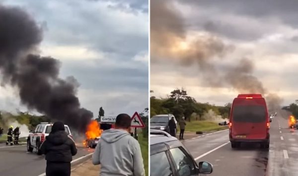 VIDEO Accident violent lângă Bălți: Patru autovehicule s-au tamponat, iar două au luat foc