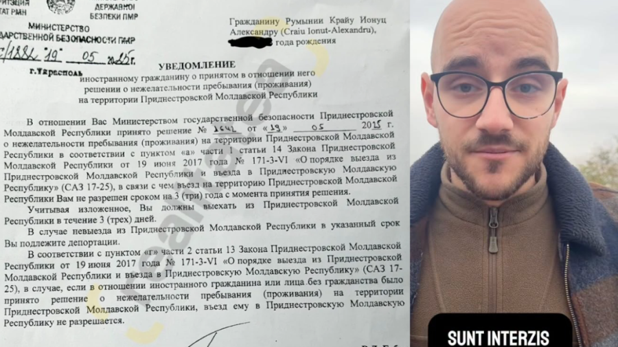 Un jurnalist român a primit interdicție pentru 3 ani în stânga Nistrului. Documentul care i-a fost prezentat