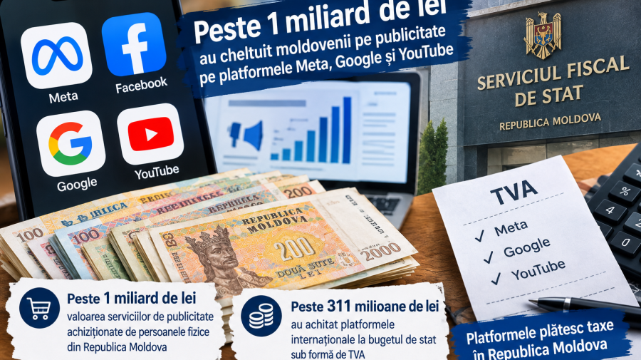 Moldovenii au cheltuit peste UN MILIARD de lei pe publicitate pe platformele Meta, Google și YouTube