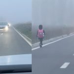 Pericol pe un drum îngust din Ialoveni! Un copil, filmat cum merge pe lângă mașini