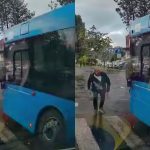 MOMENTUL în care un bărbat este lovit de un autobuz în capitală