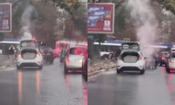 VIDEO cu o mașină plină de fum pe strada Gheorghe Asachi din capitală. Au intervenit pompierii