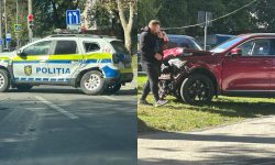 O mașină a Poliției s-a tamponat cu un Haval în Chișinău. Șoferul a ajuns la spital