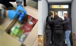 VIDEO Un colet cu dulciuri și biscuiți ascundea droguri de un milion de lei. Un suspect, reținut