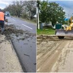 Drumarii au ieșit pe traseele naționale după ploi: Au evacuat apa și au îndepărtat nămolul de pe carosabil
