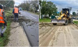 Drumarii au ieșit pe traseele naționale după ploi: Au evacuat apa și au îndepărtat nămolul de pe carosabil