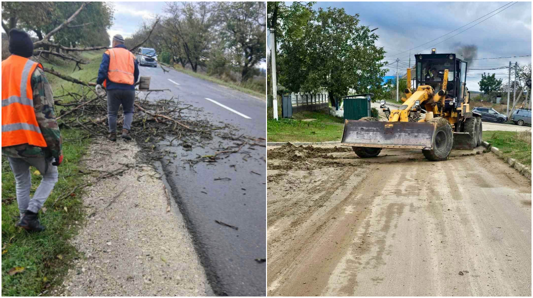 Drumarii au ieșit pe traseele naționale după ploi: Au evacuat apa și au îndepărtat nămolul de pe carosabil